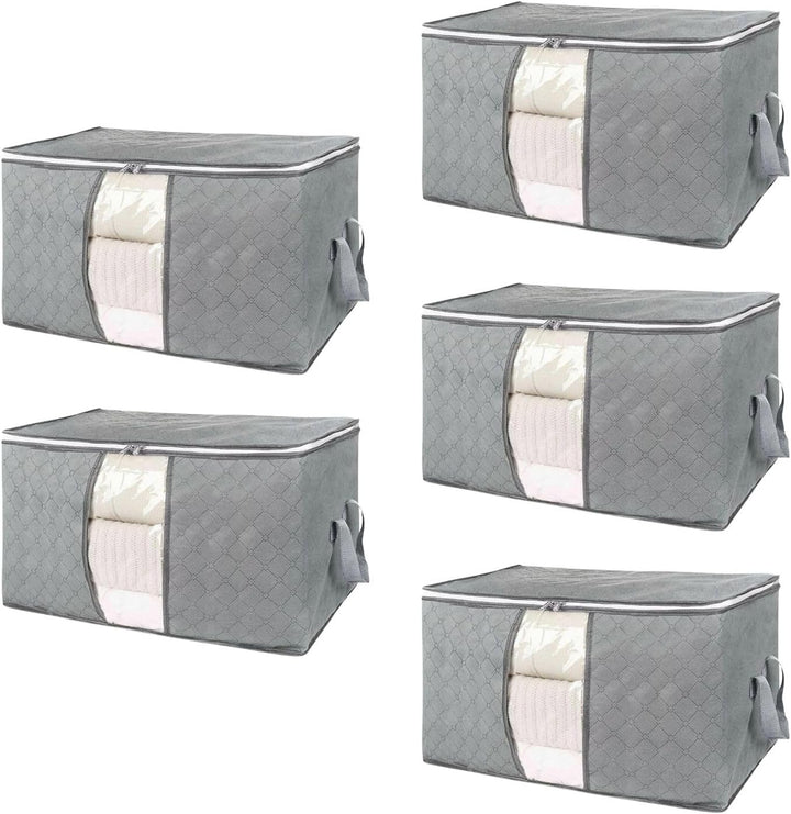 GOMINIMO 5 Pack 105L Clothes Storage Bag with Handles (Grey)