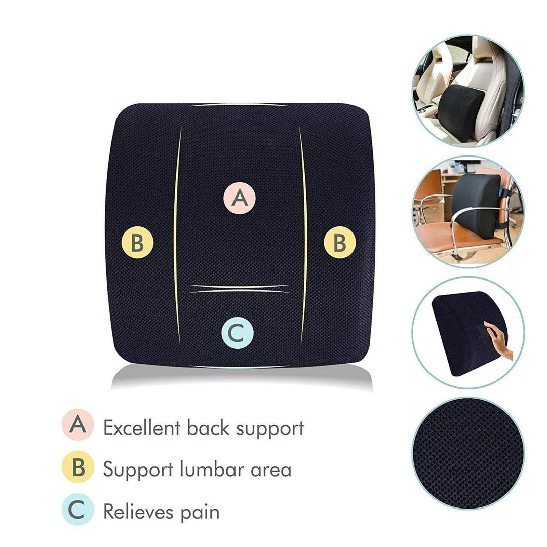 GOMINIMO Gel Infused Memory Foam Lumbar Back Support Pillow with 1 Adjustable Straps (Black)