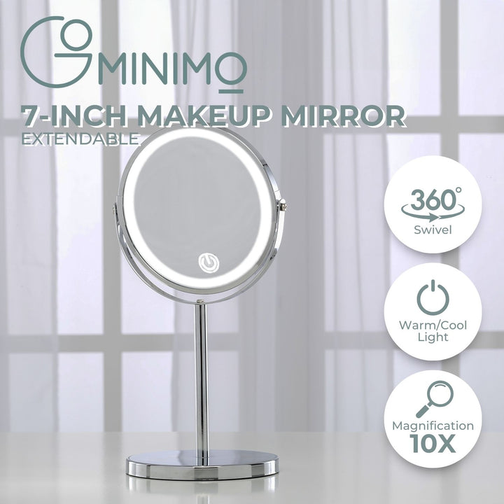 GOMINIMO 7 Inch LED Makeup Mirror with 10x Magnifying (Silver)