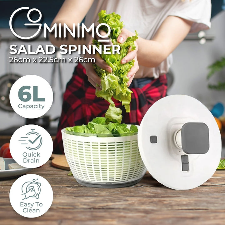 GOMINIMO Multifunctional 6L Grips Press Salad Spinner (White)