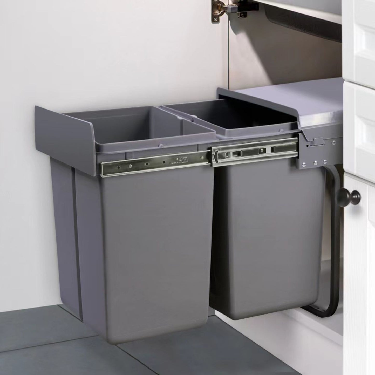 GOMINIMO 2x15L Kitchen Twin Pull Out Bin (Grey)