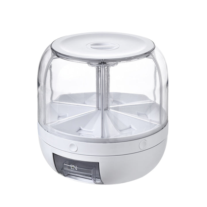 GOMINIMO 6 in 1 Rotating 360? Grain Dispenser with Lid (White)