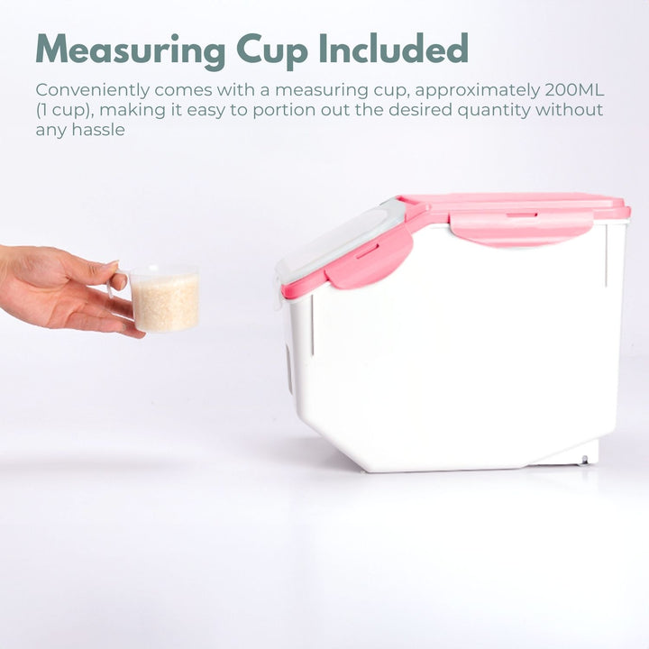 GOMINIMO Multipurpose Food Storage Container with Lids and Cup for Pet Food or Rice Grains (Pink)