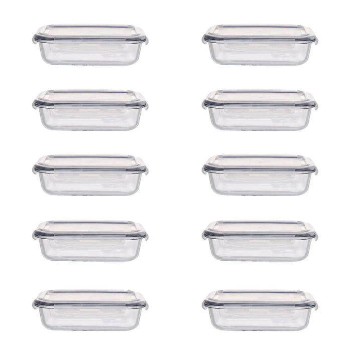 GOMINIMO 10 Pack Rectangular Airtight Food Storage Container Set (Transparent and Black)