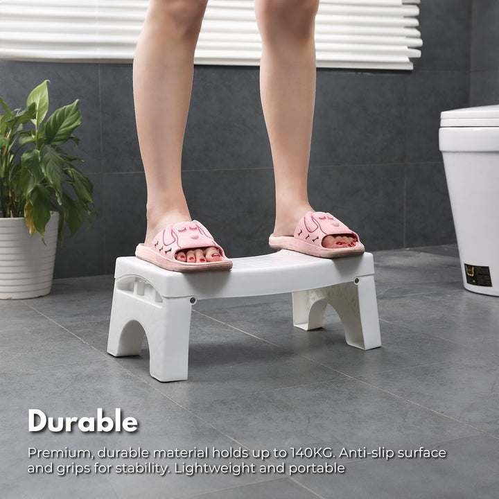 GOMINIMO Foldable Toilet Step Stool with Non-Slip Base (White)