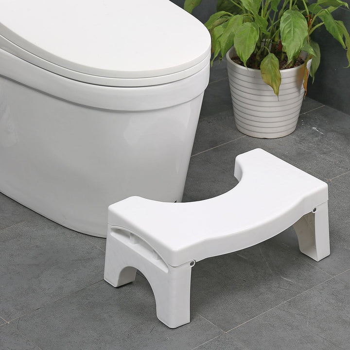 GOMINIMO Foldable Toilet Step Stool with Non-Slip Base (White)