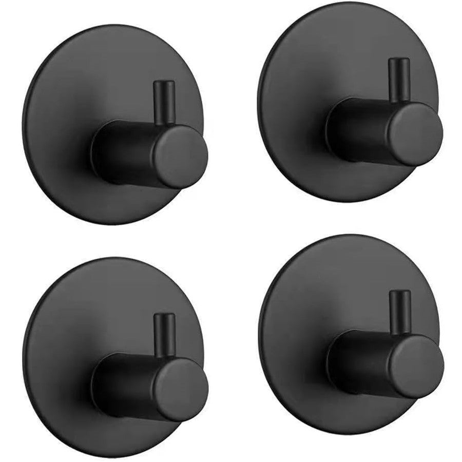 Gominimo Round Stainless Steel Wall Hook 4pcs (Black)