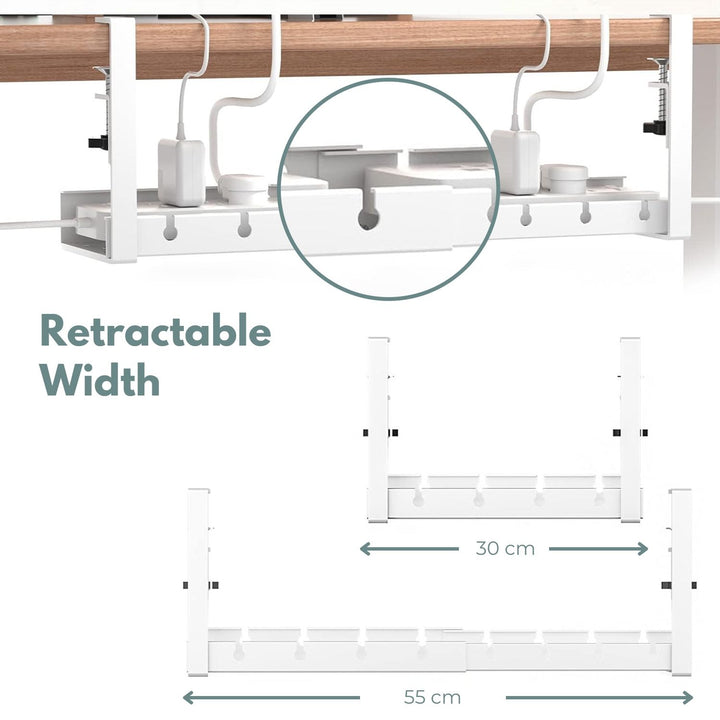 GOMINIMO Retractable Cable Management Tray- No Drilling Type (White)