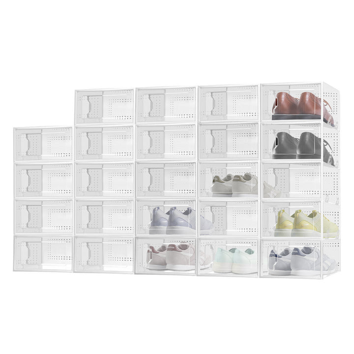 GOMINIMO Plastic Shoe Box 24PCS Medium Size Premium (White)