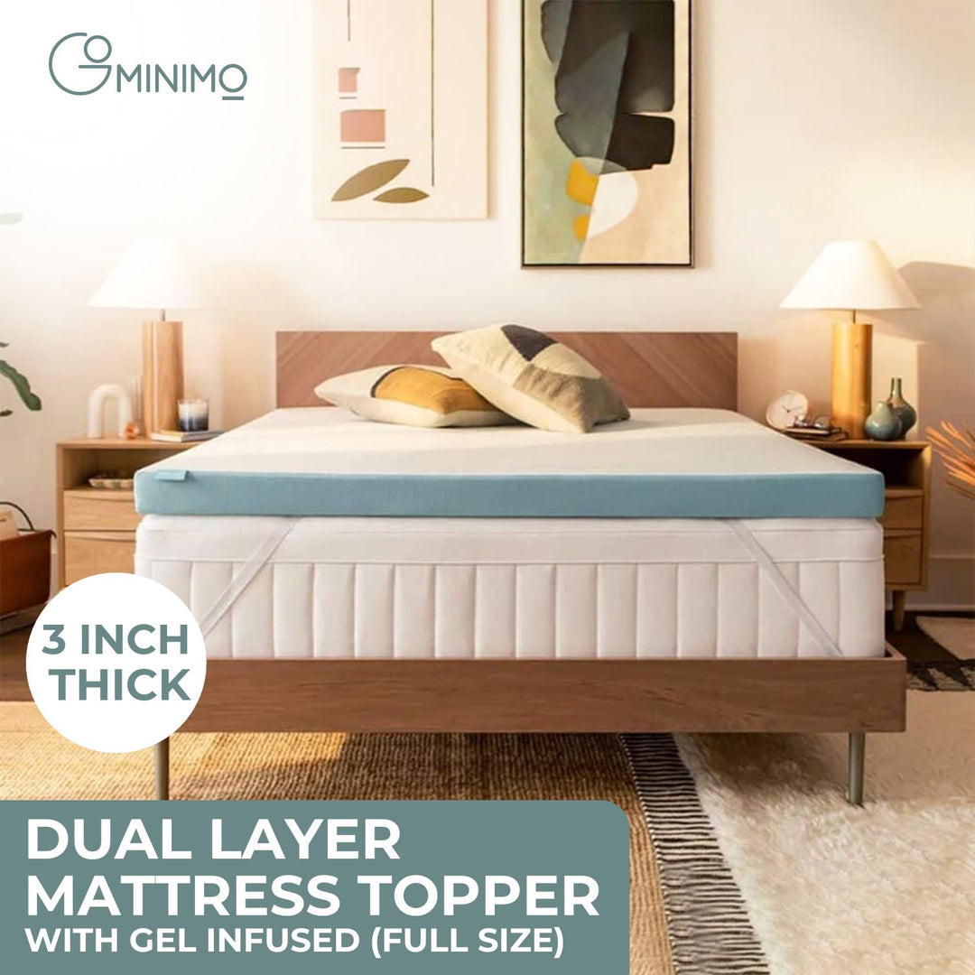 GOMINIMO Dual Layer Mattress Topper 3 inch with Gel Infused (Full)