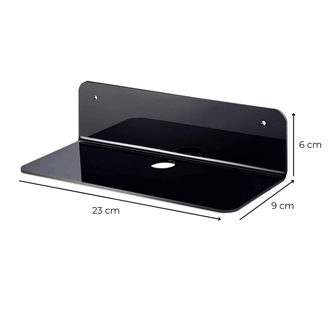 GOMINIMO Acrylic Floating Wall Shelf Set of 4 with Cable Clips (Black)