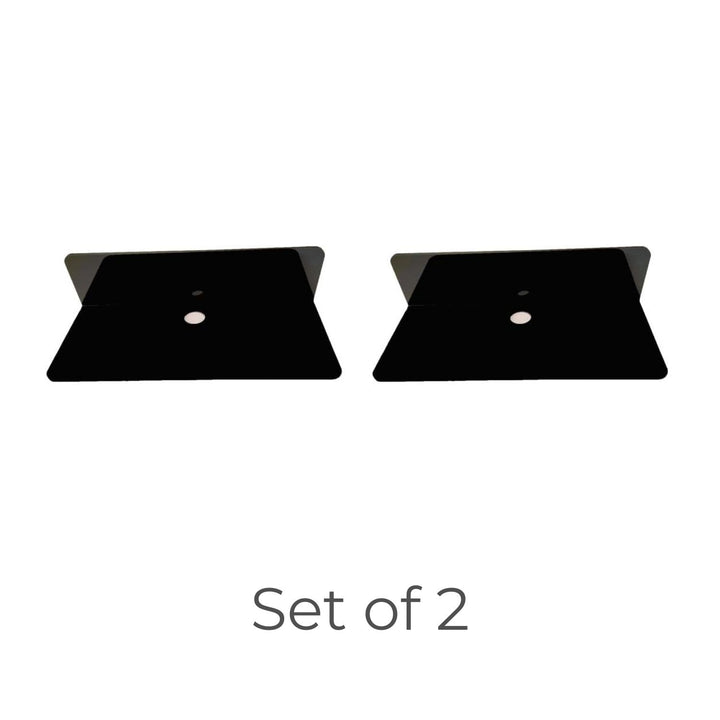 GOMINIMO Acrylic Floating Wall Shelves Set of 2 with Cable Clips (Black)