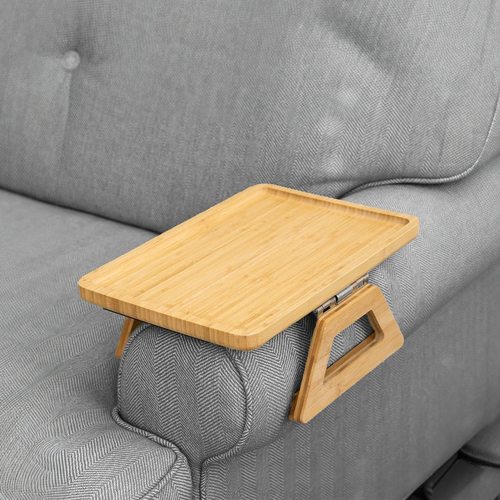 GOMINIMO Portable Sofa Arm Tray For Wide Couches(Natural)