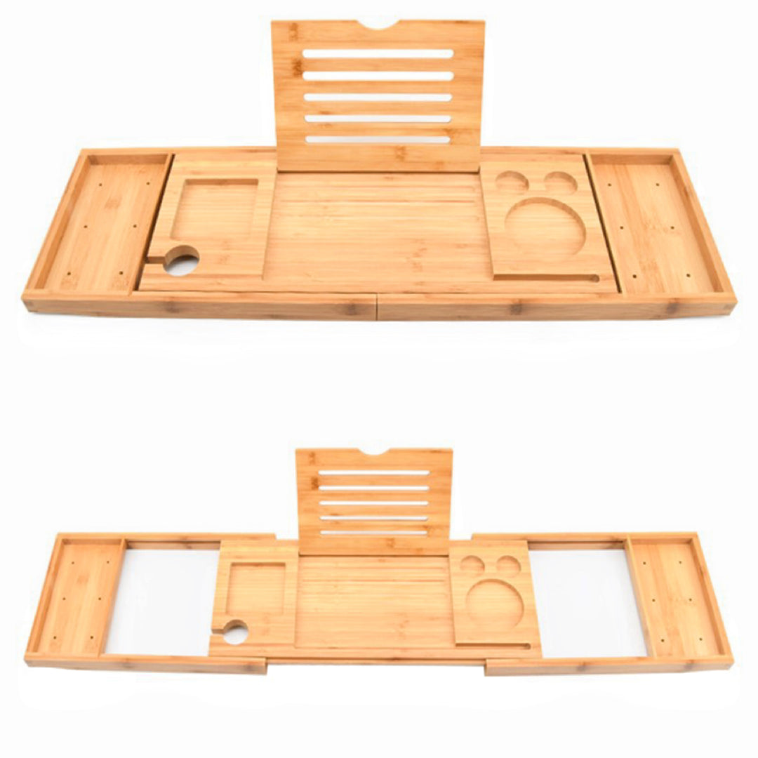 GOMINIMO Expandable Bamboo Bathup Caddy Trays