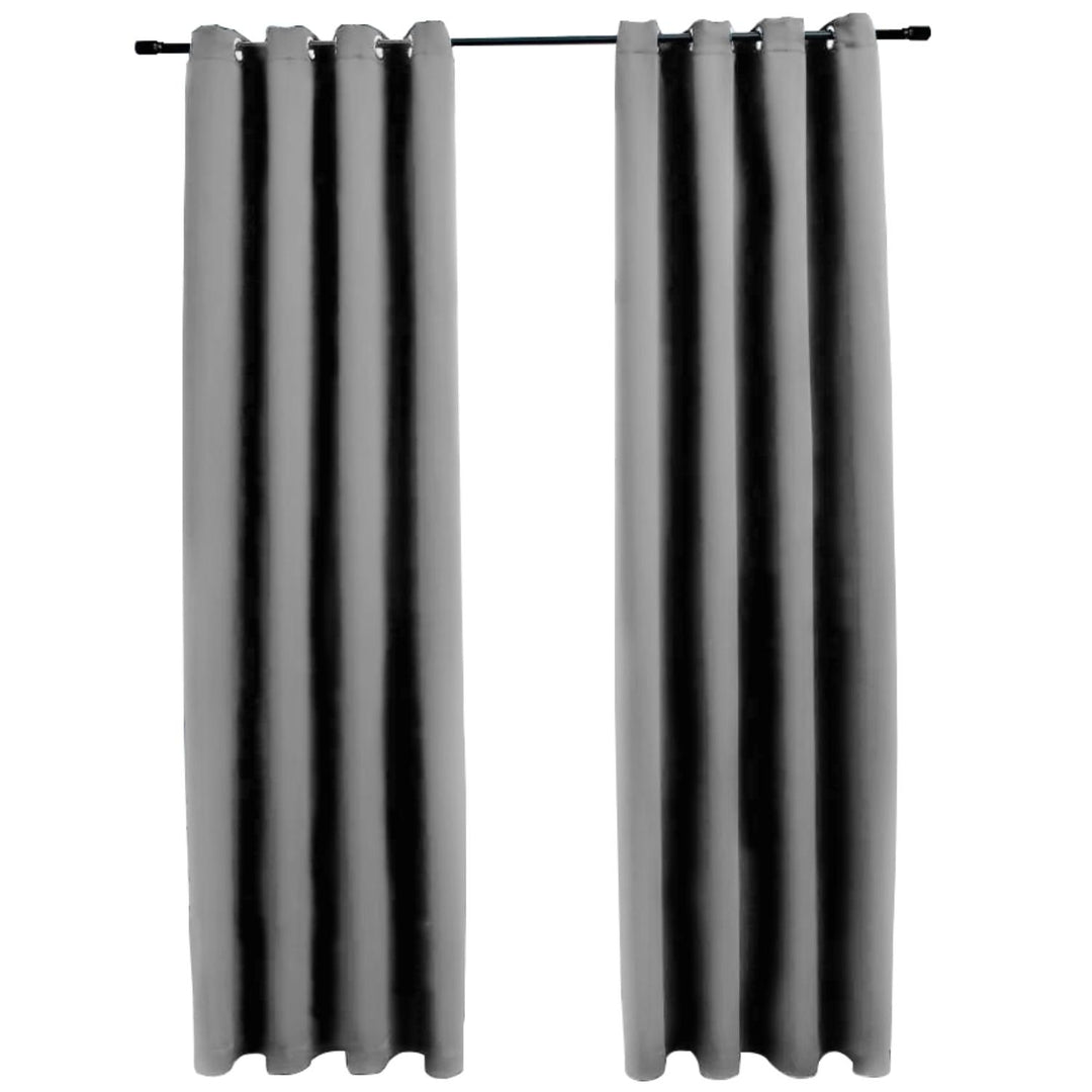 GOMINIMO Blackout Window Curtains for Thermal Insulated Room (Set of 2, W132cm x D160cm, Light Grey)