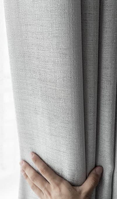 GOMINIMO Natural Linen Blended Curtains (Set of 2, W132cm x D274cm, Light Grey)