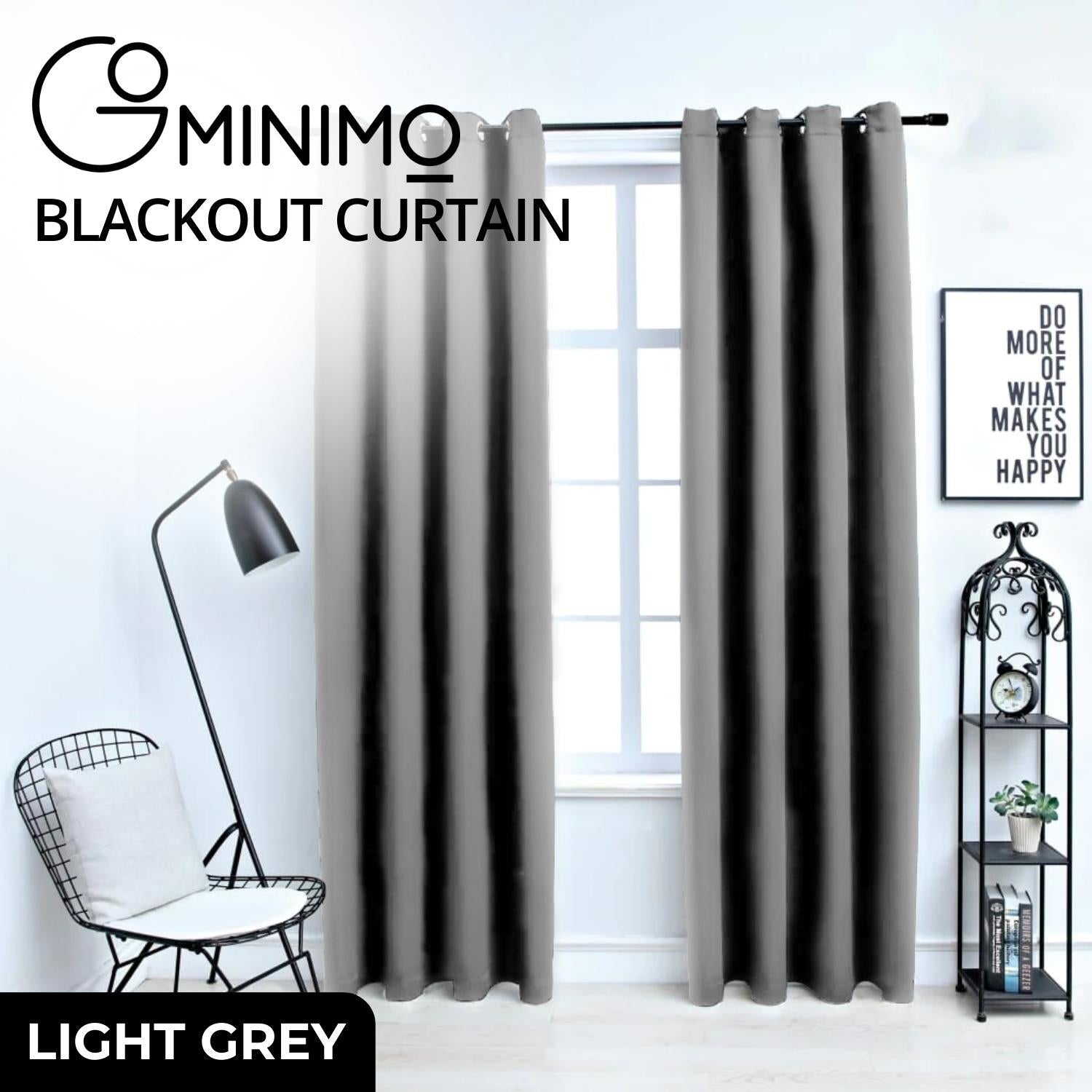 GOMINIMO Blackout Window Curtains for Thermal Insulated Room (Set of 2, W132cm x D243cm, Light Grey)