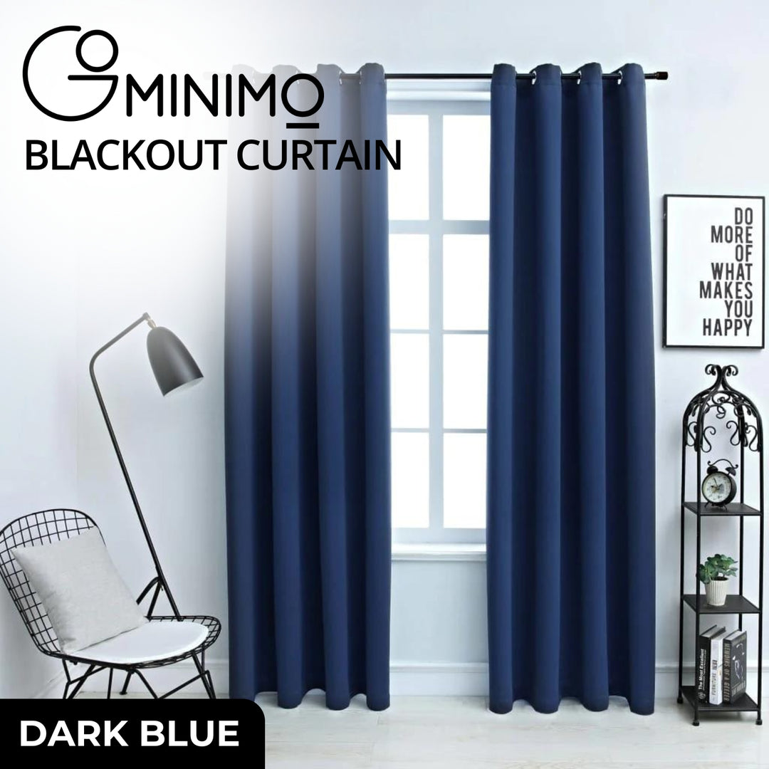 GOMINIMO Blackout Window Curtains for Thermal Insulated Room (Set of 2, W132cm x D213cm, Dark Blue)