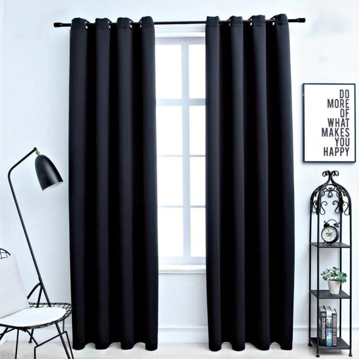 GOMINIMO Blackout Window Curtains for Thermal Insulated Room (Set of 2, W132cm x D160cm, Black)