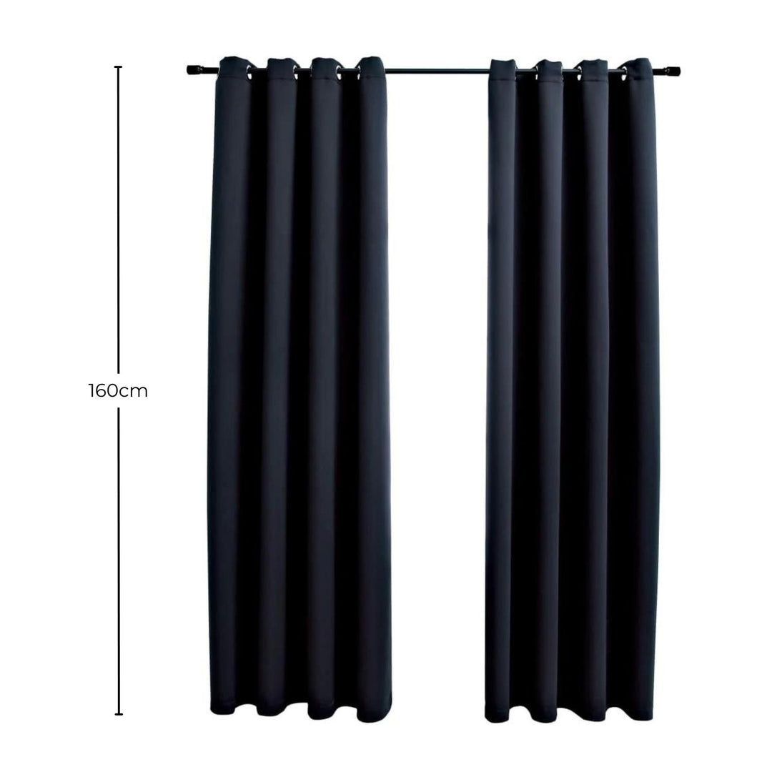 GOMINIMO Blackout Window Curtains for Thermal Insulated Room (Set of 2, W132cm x D160cm, Black)