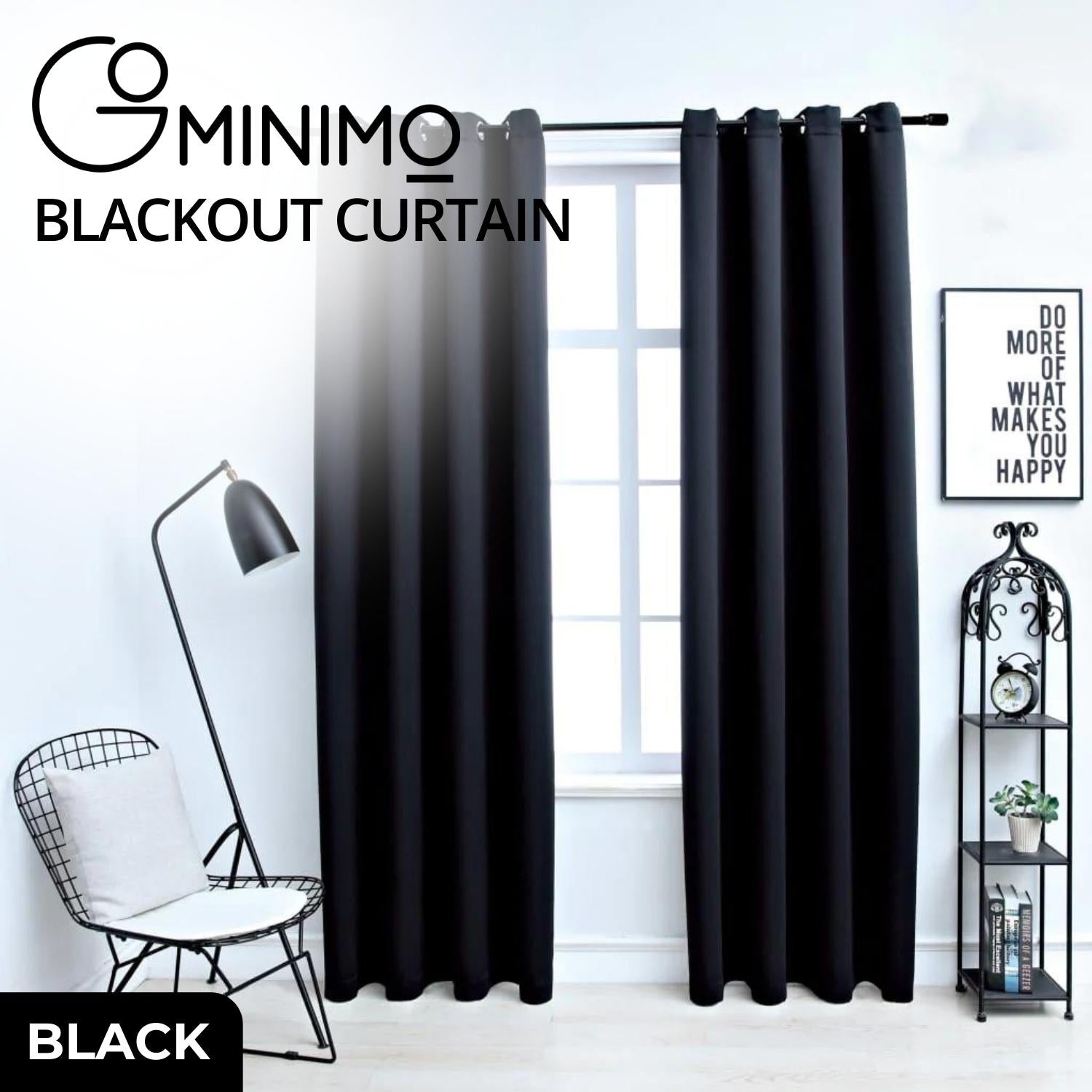 GOMINIMO Blackout Window Curtains for Thermal Insulated Room (Set of 2, W132cm x D213cm, Black)