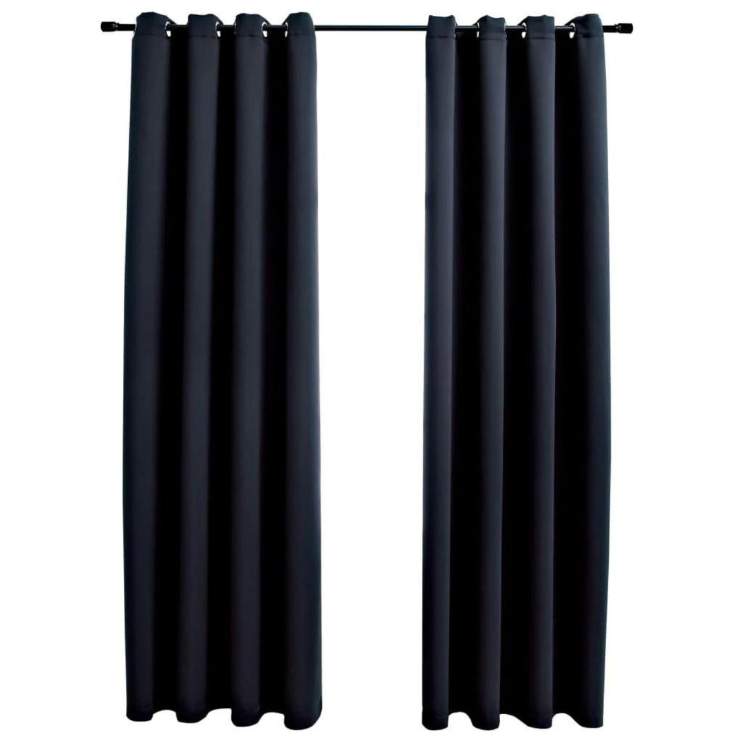 GOMINIMO Blackout Window Curtains for Thermal Insulated Room (Set of 2, W132cm x D213cm, Black)