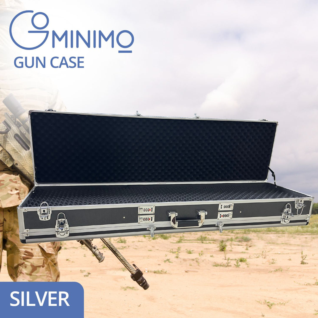 GOMINIMO Hard Aluminium Double Sided Gun Case (Silver and Black)