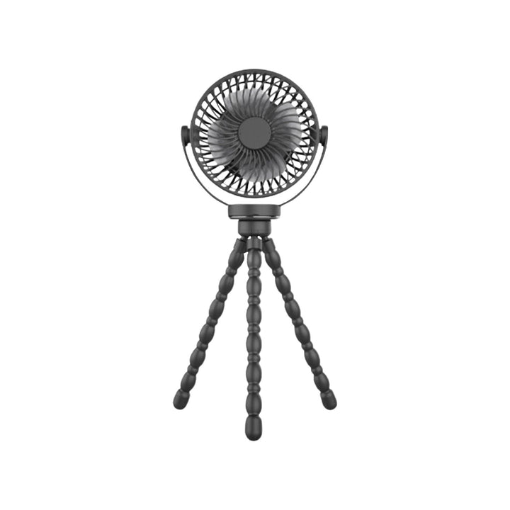 GOMINIMO 5000mAh Rechargeable Clip Fan with Flexible Tripod (Black)