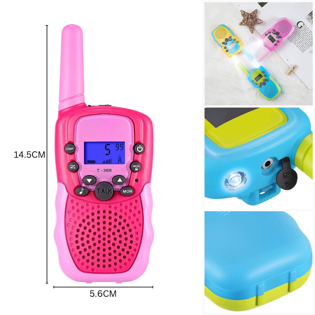 GOMINIMO 2 Pack Walkie Talkies for Kids with 40 Channels & LED Flashlight & LCD Screen (Pink)