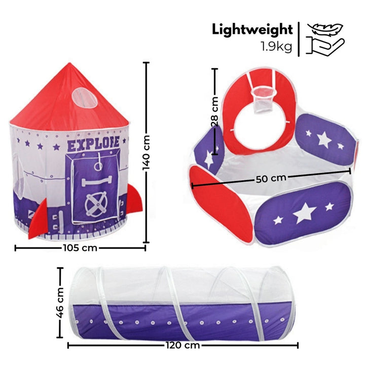 GOMINIMO Kids 3 in 1 Spaceship Tent (Purple and Red)