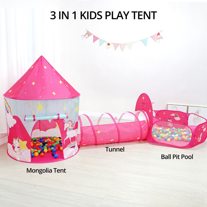 GOMINIMO 3 in 1 Unicorn Style Kids Play Tent (Pink)