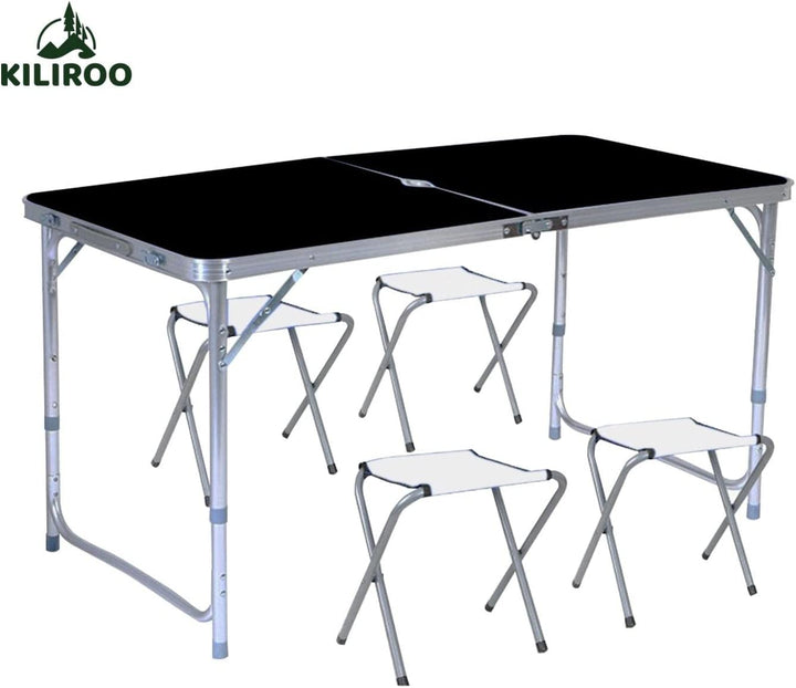 KILIROO Camping Table 120cm Black (With 4 Chair)