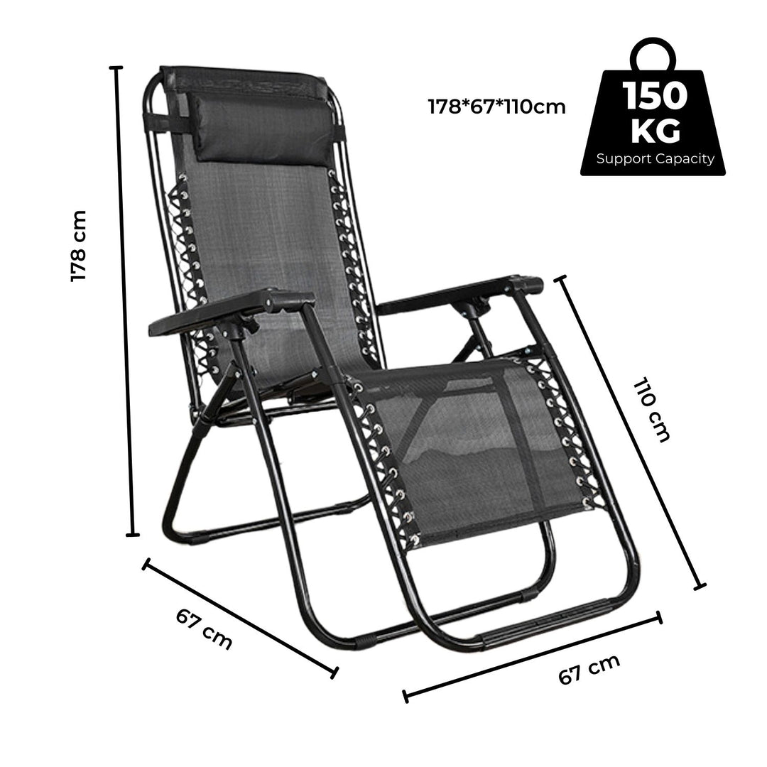 KILIROO Folding Reclining Camping Chair With Breathable Mesh (Black)