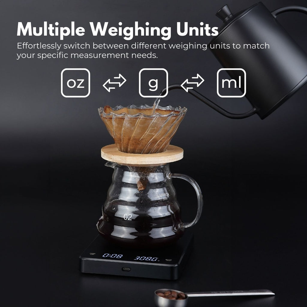 Miraklass 3kg Rechargeable Digital LCD Kitchen Coffee Scale