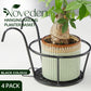 NOVEDEN 4 Pack Hanging Railing Flower Pot Holder (Black)