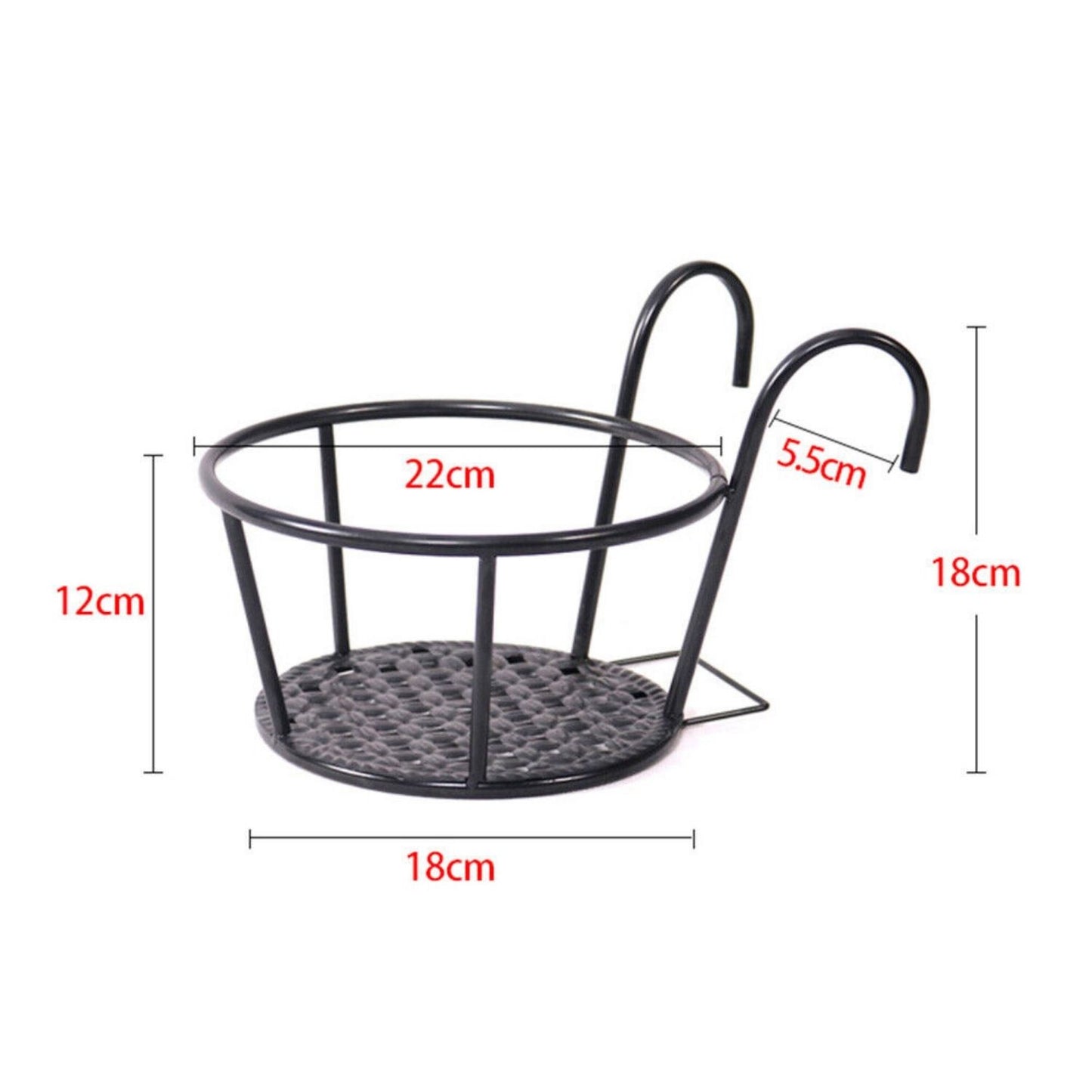 NOVEDEN 4 Pack Hanging Railing Flower Pot Holder (Black)