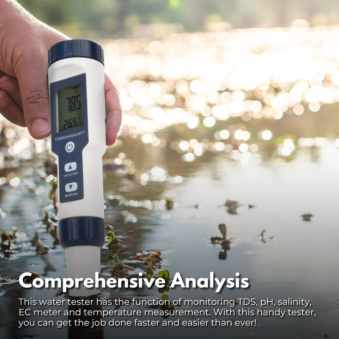 NOVEDEN 5 in 1 Digital Water Quality Test Meter(White+Blue)