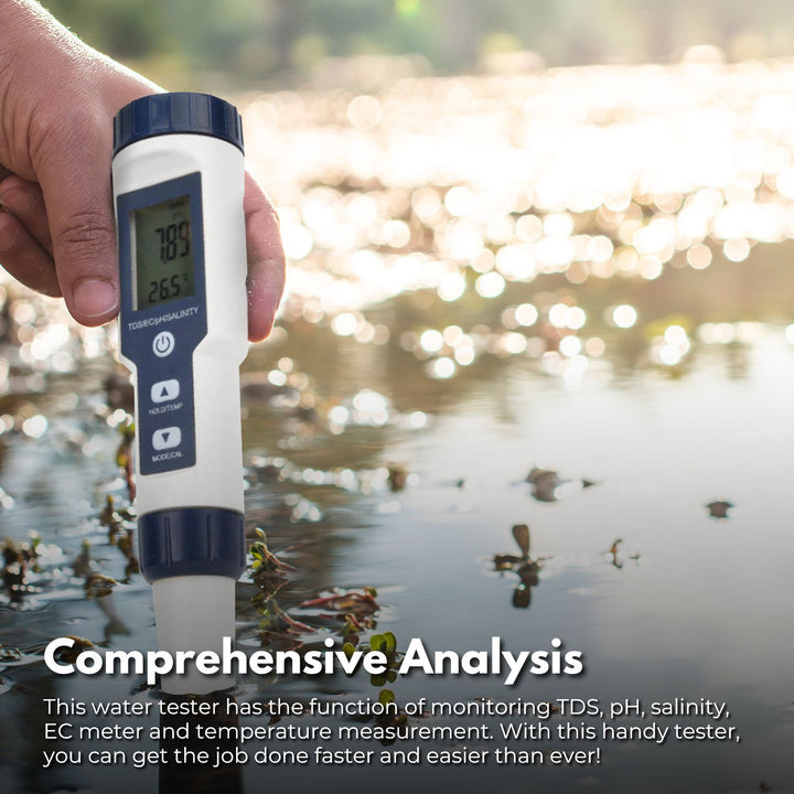 NOVEDEN 5 in 1 Digital Water Quality Test Meter(White+Blue)