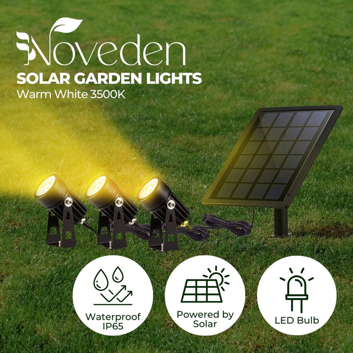 NOVEDEN Solar Garden Lights with 3 Set LED Spotlights (Warm White)