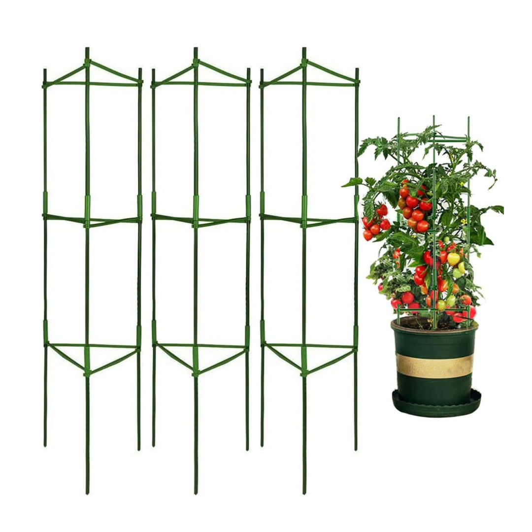 NOVEDEN 3 Sets Tomato Supports Cages with 20 Clips 50 Twist Tie and 30meters Rope (Green)