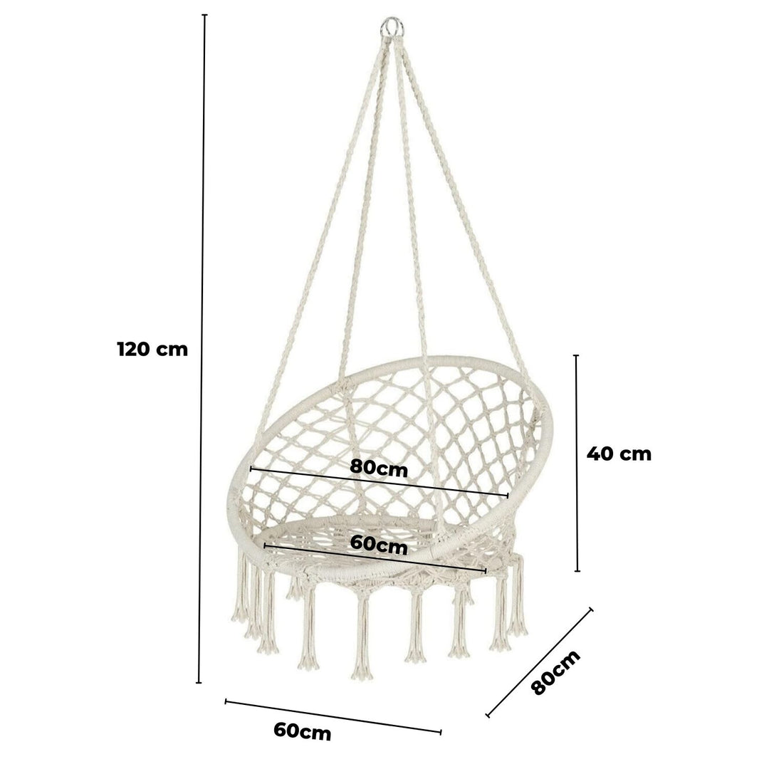 NOVEDEN Hammock Chair Swing with Cushion and Pillow (Beige)