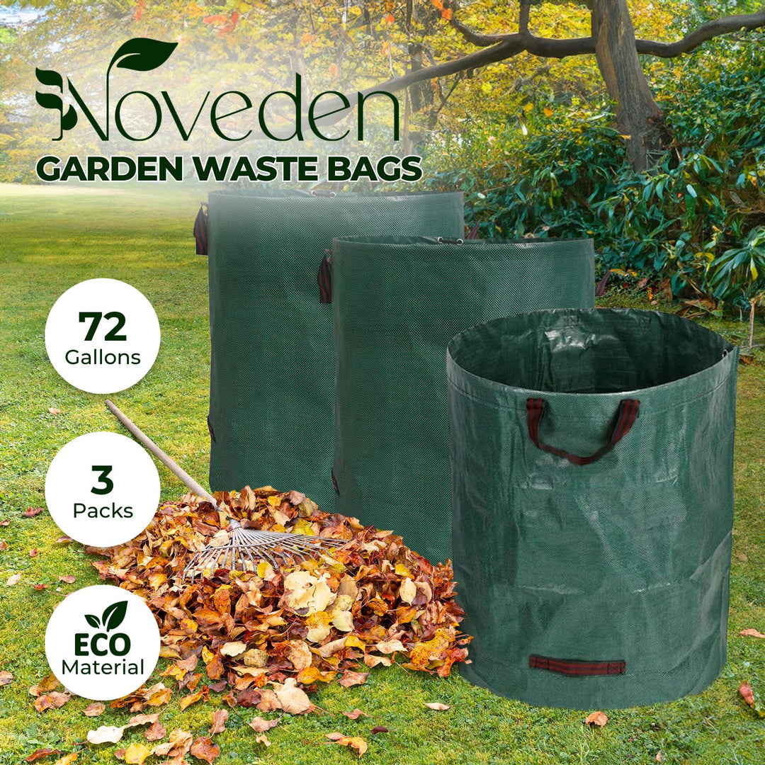 NOVEDEN 3 Packs Garden Waste Bags with 72 gallons (Green)