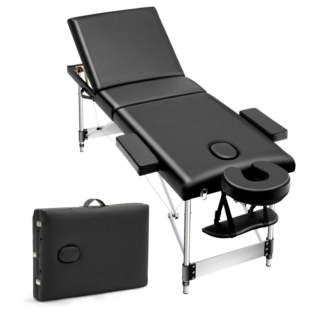 ONIREST 3 Fold Adjustable Portable Massage Bed (Black)