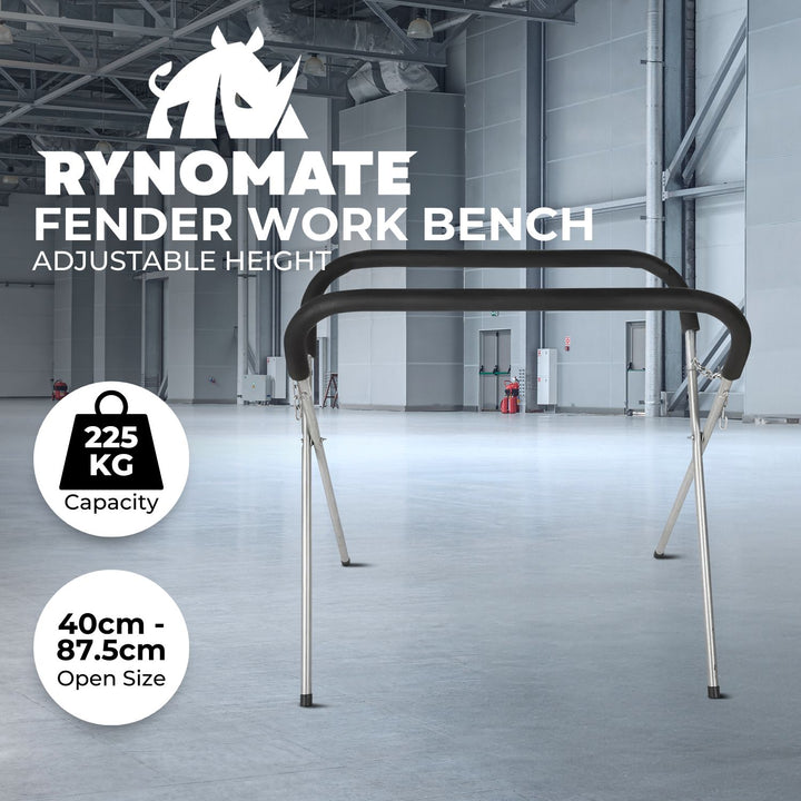 RYNOMATE 2x Adjustable Straight Leg Work Bench Panel Stand (Black)