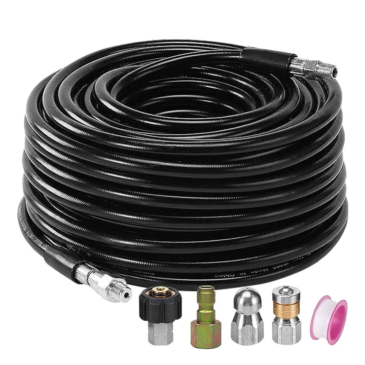 RYNOMATE High Pressure Washer Black Hose with M22 Coupling and Rotating Nozzle (30.5M/100FT)