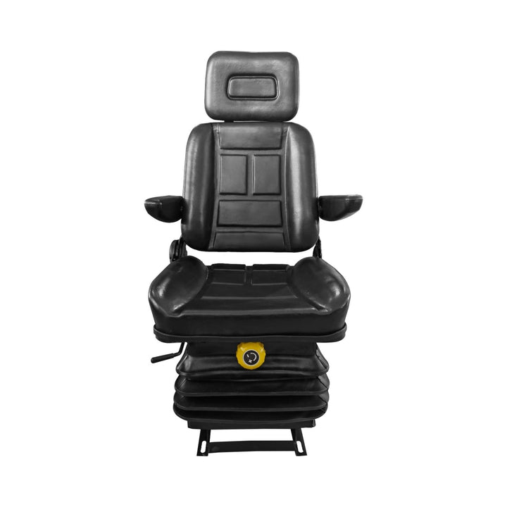 RYNOMATE Adjustable Suspension Seat with Foldable Armrest for Heavy Machinery (Black)