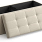 SONGMICS 109cm Folding Storage Ottoman Bench Beige