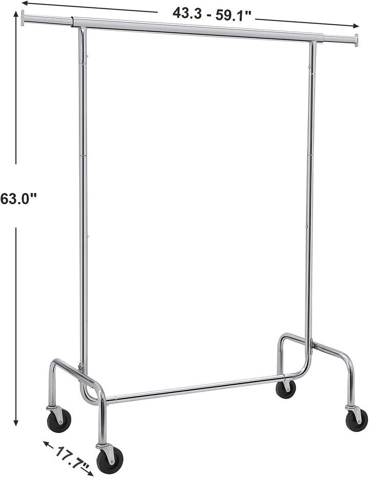 SONGMICS Heavy Duty Clothes Rack on Wheels Metal Chrome Extendable