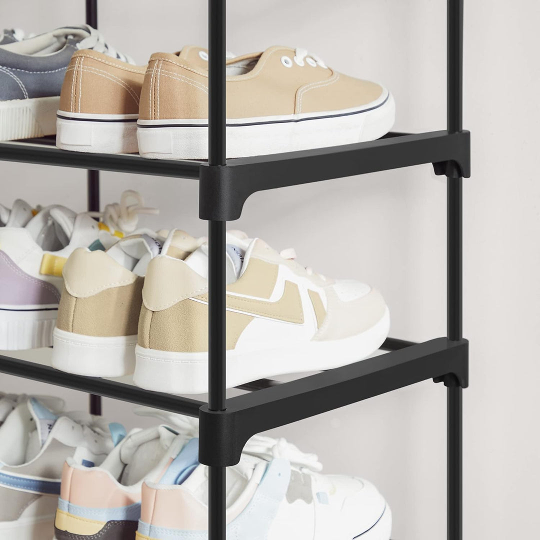 SONGMICS 10 Tier Metal Shoe Rack for 50 Pairs of Shoes Black