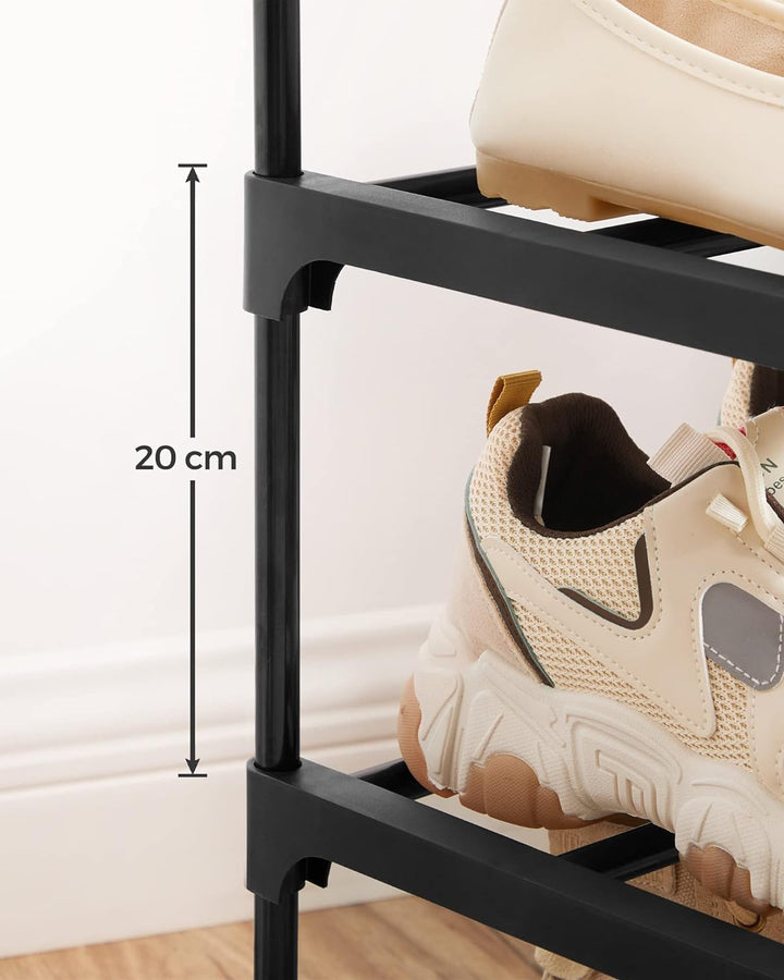 SONGMICS 10 Tier Metal Shoe Rack for 50 Pairs of Shoes Black